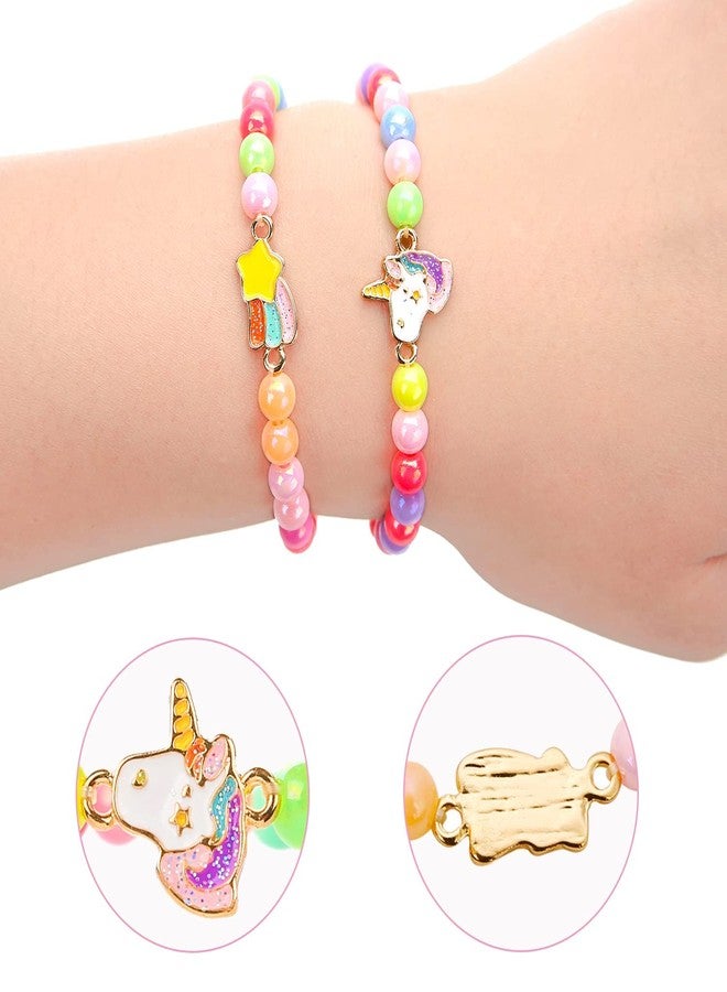 TAOMOCO 20 Pcs Colorful Unicorn Bracelet Girls Rainbow Unicorn Heart Beaded Bracelet Stretchy Costume Jewelry Set Party Favors Gifts Friendship Bracelets for Kids Little Girls (Bead Style) - Image 4